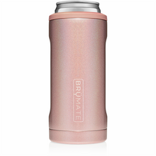 Load image into Gallery viewer, This is a Brumate Hopsulator Slim in Glitter Rose Gold, a stainless steel slim can holder in a beautiful shimmery rose gold color.