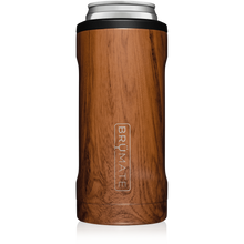 Load image into Gallery viewer, This is a Brumate Hopsulator Slim in Walnut, a stainless steel slim can holder in a masculine woodgrain color.