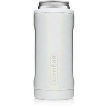 Load image into Gallery viewer, This is a Brumate Hopsulator Slim in Glitter White, a stainless steel slim can holder in a beautiful shimmery bridal white color.