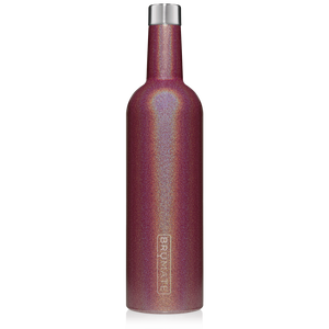 This is a Brumate Winesulator in Glitter Merlot, a stainless steel 24 oz wine bottle or canteen in a shimmery wine color.