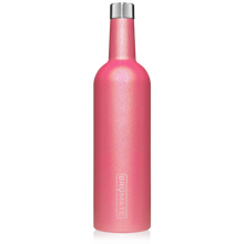 Load image into Gallery viewer, This is a Brumate Winesulator in Glitter Pink, a stainless steel 24 oz wine bottle or canteen in a shimmery bright pink color.