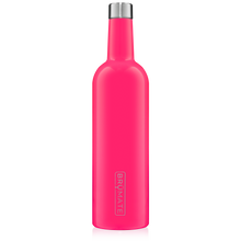 Load image into Gallery viewer, This is a Brumate Winesulator in Neon Pink, a stainless steel 24 oz wine bottle or canteen in a glossy bright pink color.