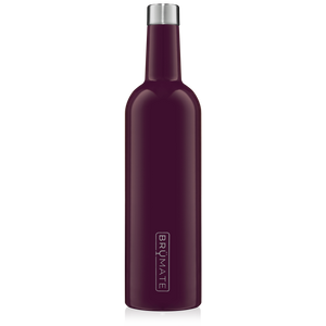 This is a Brumate Winesulator in Plum, a stainless steel 24 oz wine bottle or canteen in a glossy deep purple color.