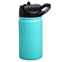 Load image into Gallery viewer, This is a Lil&#39; SIC 12 oz tumbler in Mint, a glossy aqua color. It has a great flip-top sports lid that kids love.