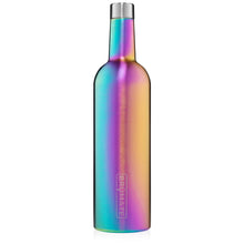 Load image into Gallery viewer, This is a Brumate Winesulator in Rainbow Titanium, a stainless steel 24 oz wine bottle or canteen in a glossy rainbow ombre color.
